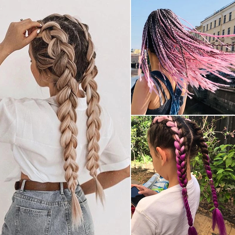 ミスローラ合成カネカロン髪 3 個ジャンボ三つ編み 22 インチ 60 グラム焼きストレートヘアエクステンション事前ストレッチ卸売