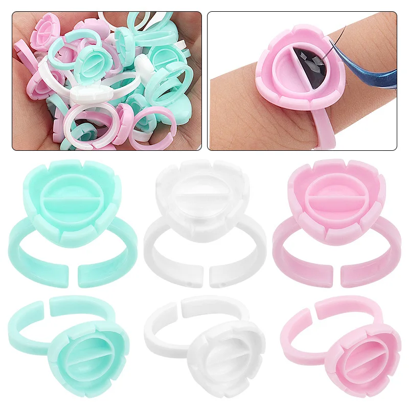 AILEISHI Sỉ 100 Cái/túi Dùng Một Lần Cây Nối Mi Keo Vòng Cốc Hình Xăm Sắc Tố Giá Đỡ Hộp Đựng Mi Dụng Cụ Nhà Cung Cấp