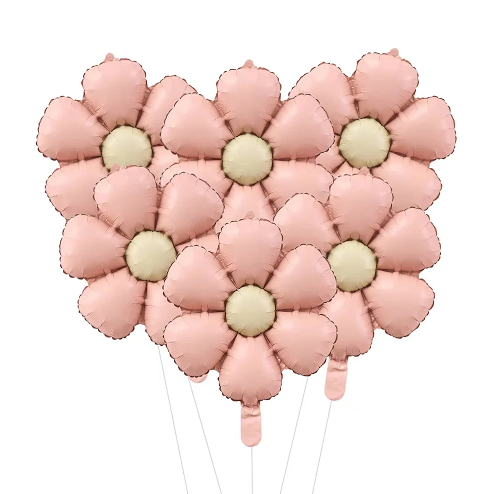6 teile/satz Matt Rosa Candy Daisy Ballon Aluminium Folie Ballons Braut Dusche Geburtstag Party Hochzeit Dekoration Ballons Liefert