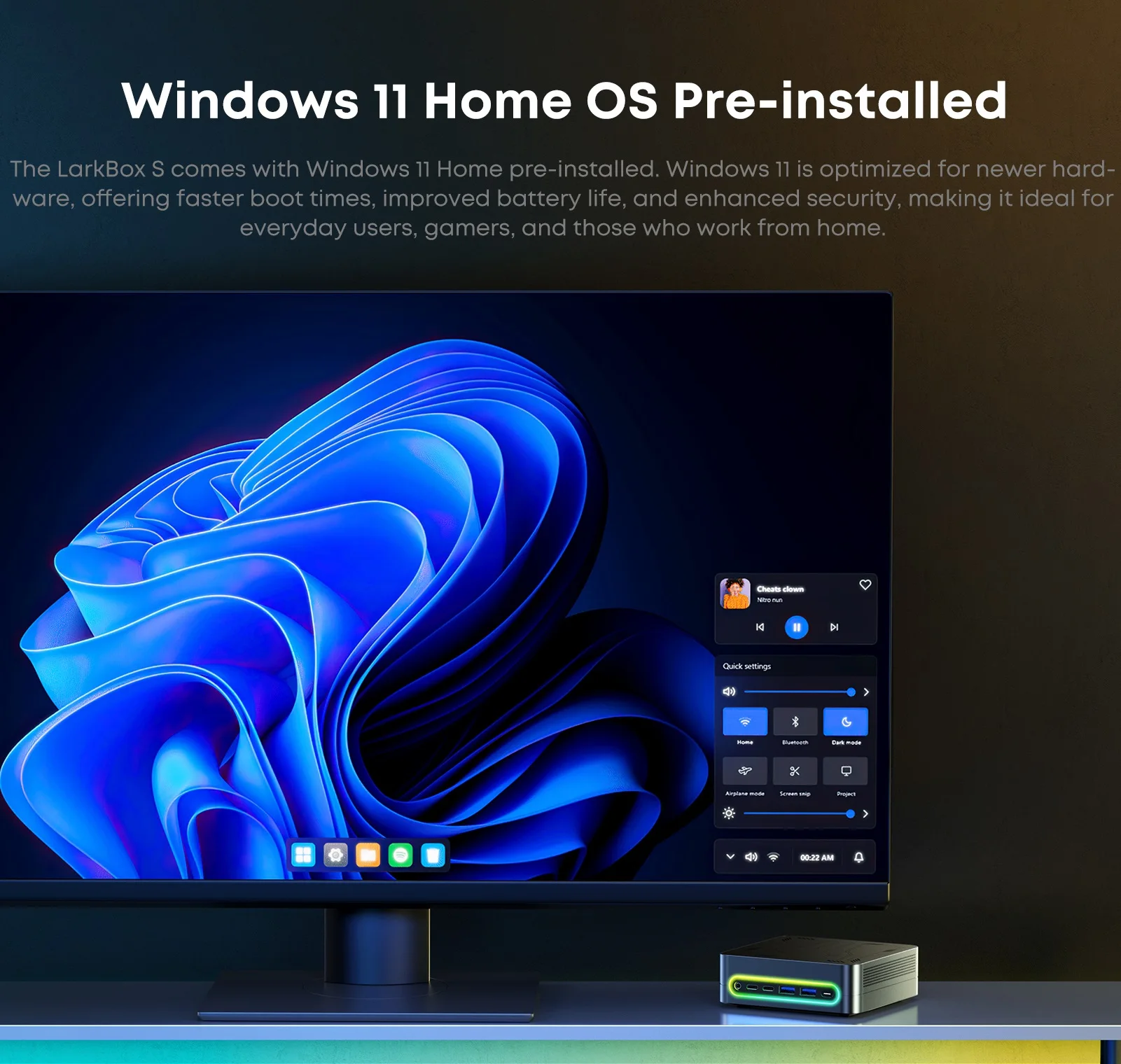 CHUWI LarkBox S Mini PC Core 1220P 16GB RAM 512GB SSD Gaming PC UHD Gráficos Computador de mesa Windows 11 com luz RGB