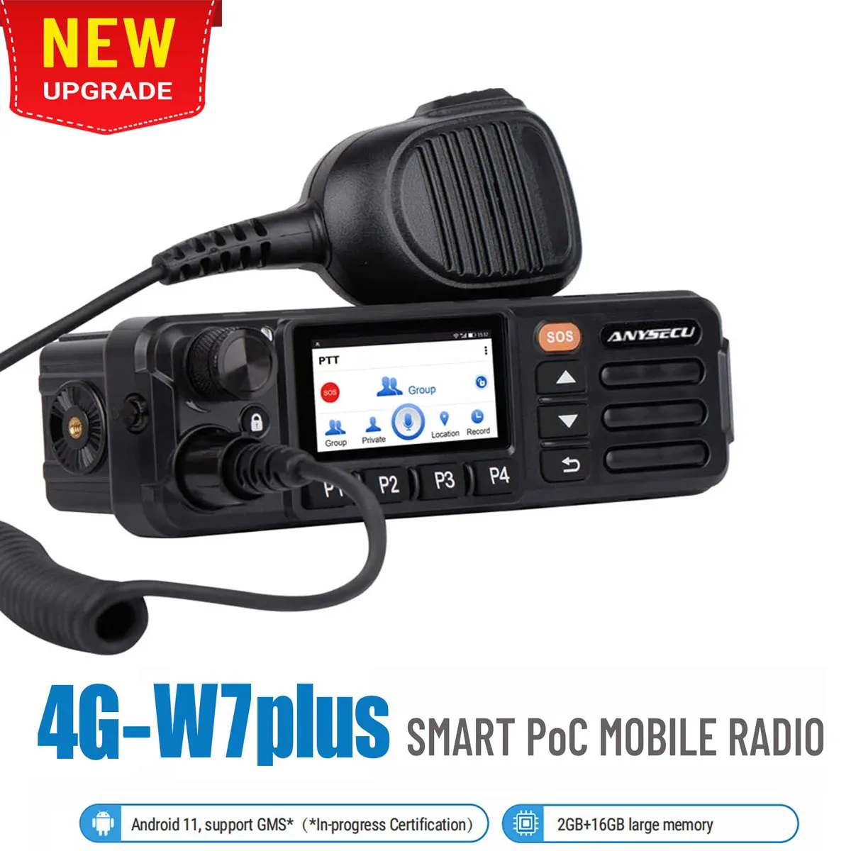 Новый разблокированный сетевой радиоприемник ANYSECU 4G, 4G-W7PLUS, Android 11, Wi-Fi, функция POC, реальная работа с ptt Zello Walkiefleet