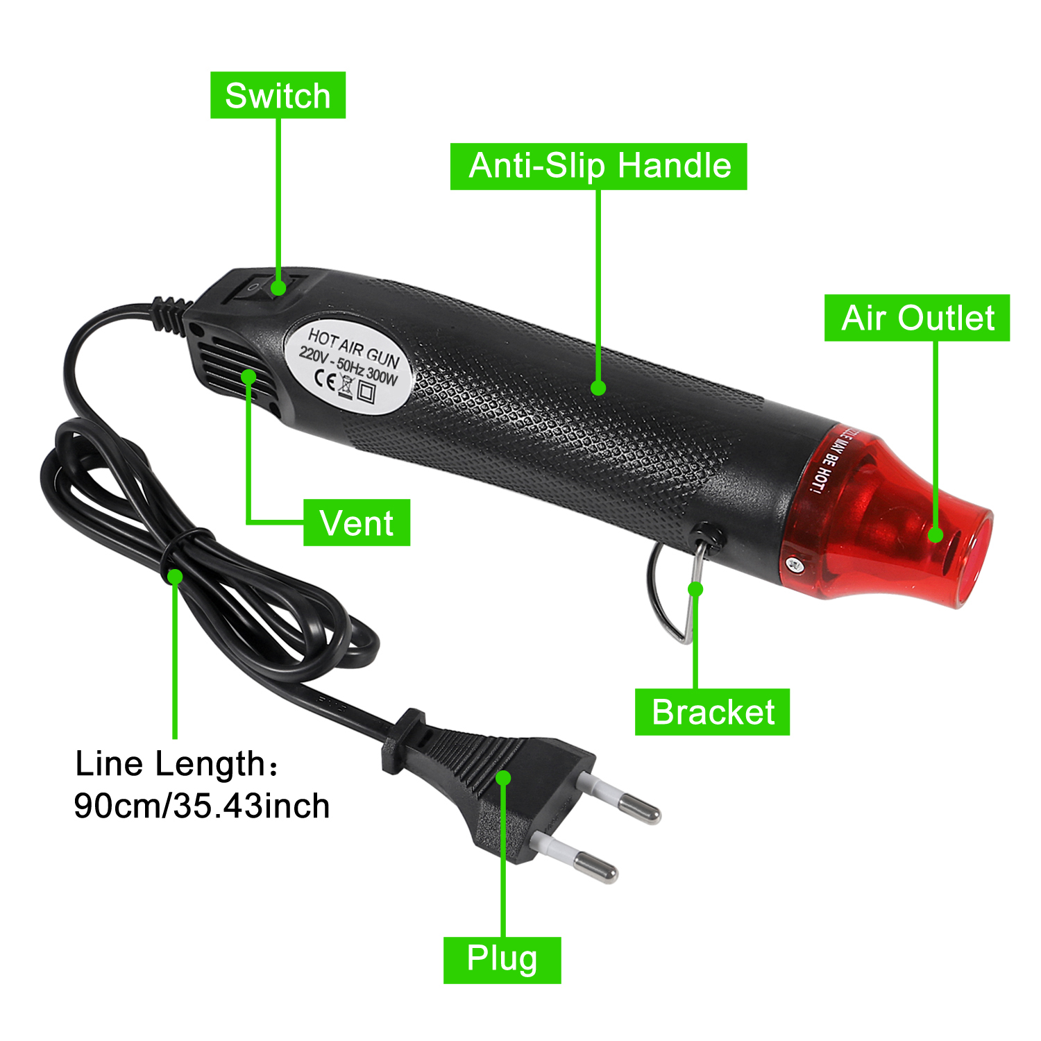 300w Heißluft-Heißluft pistole 328 stücke Schrumpf schlauch mit Heißluftpistolen-Kit eu us 110v 220v Schrumpfschlauch-Kit 2:1