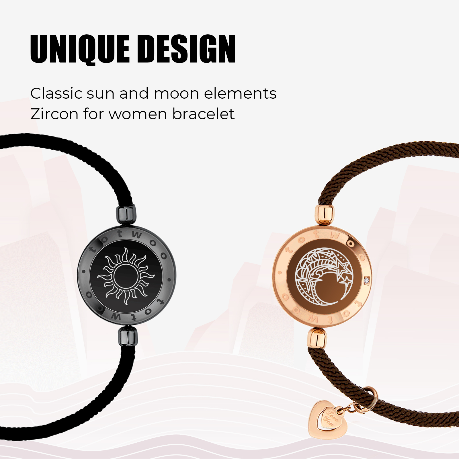 TOTWOO Pulseras de regalo para el Día de San Valentín Pulsera táctil de larga distancia para parejas, joyería de emparejamiento Bluetooth con vibración y luz