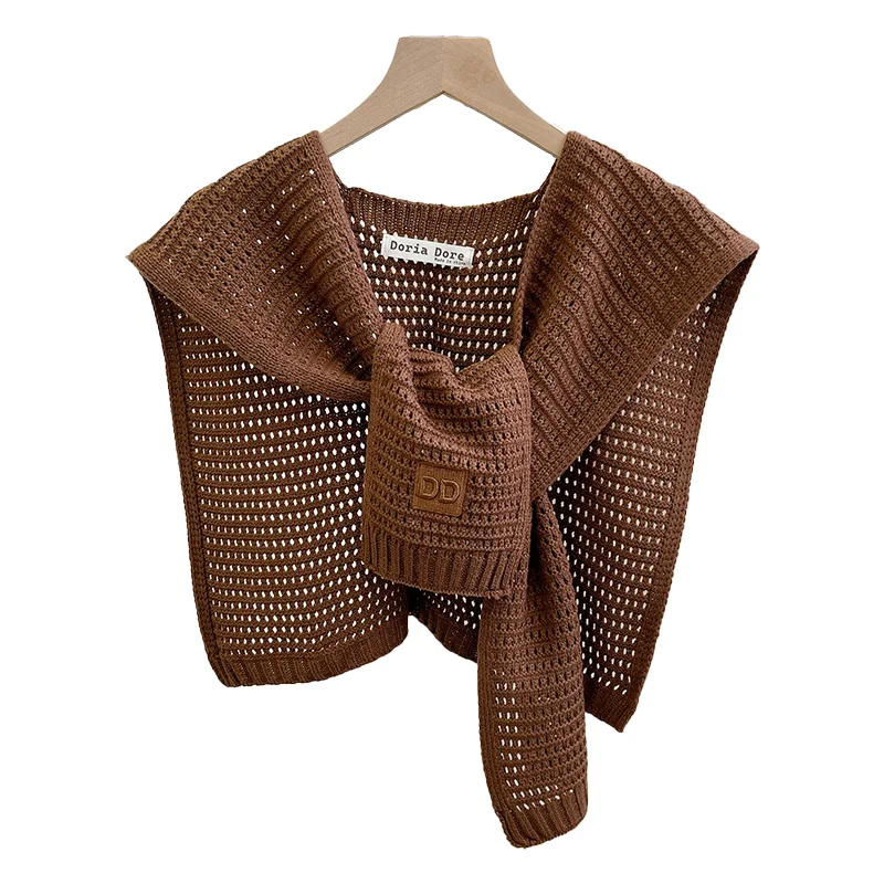 Bufanda de Punto para Mujer, Diseño Calado, C de Verano, Cuello Falso, Accesorio de Moda Versátil para Todas las Temporadas