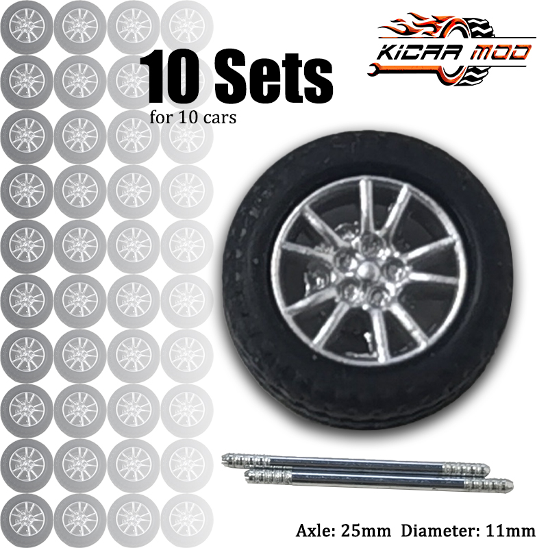 1/64 dez conjuntos de rodas para dez modelos de carros com pneu de borracha peças modificadas básicas brinquedos de veículos de corrida tomica minigt