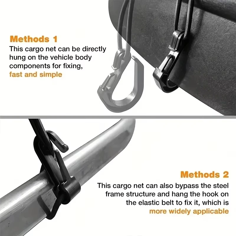 Motorbagagenet Hoge elastische dubbellaagse motorfietsnet voor helmopslag 10 "X 11" bungee bagagenet met haken bagagenet