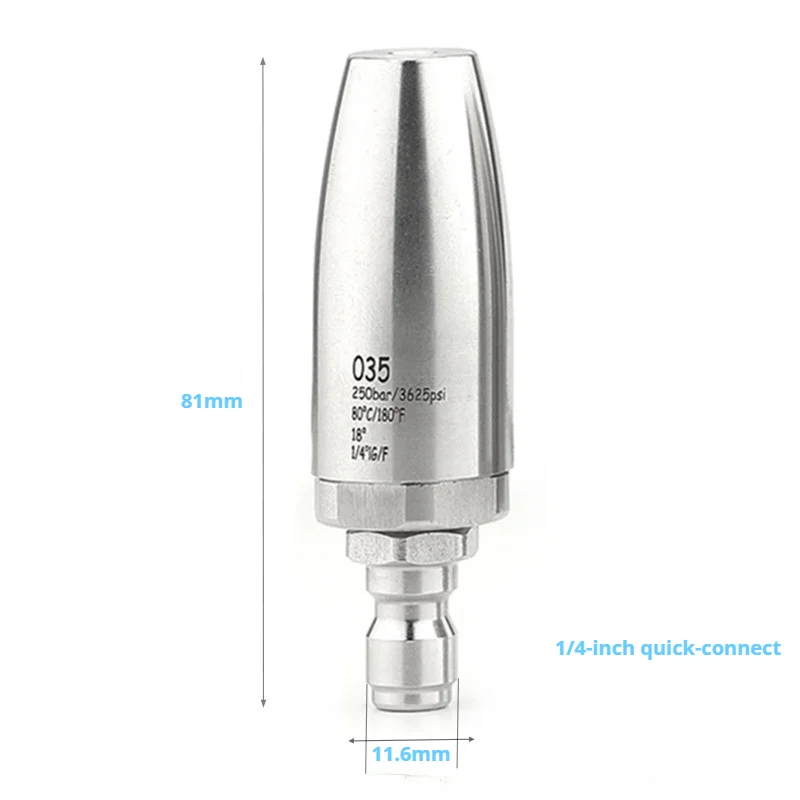 Stainless Steel 360° Swivel Pressure Washer Nozzle, Quick-Connect Lotus Spray Head for Tree Bark & Rust Removal