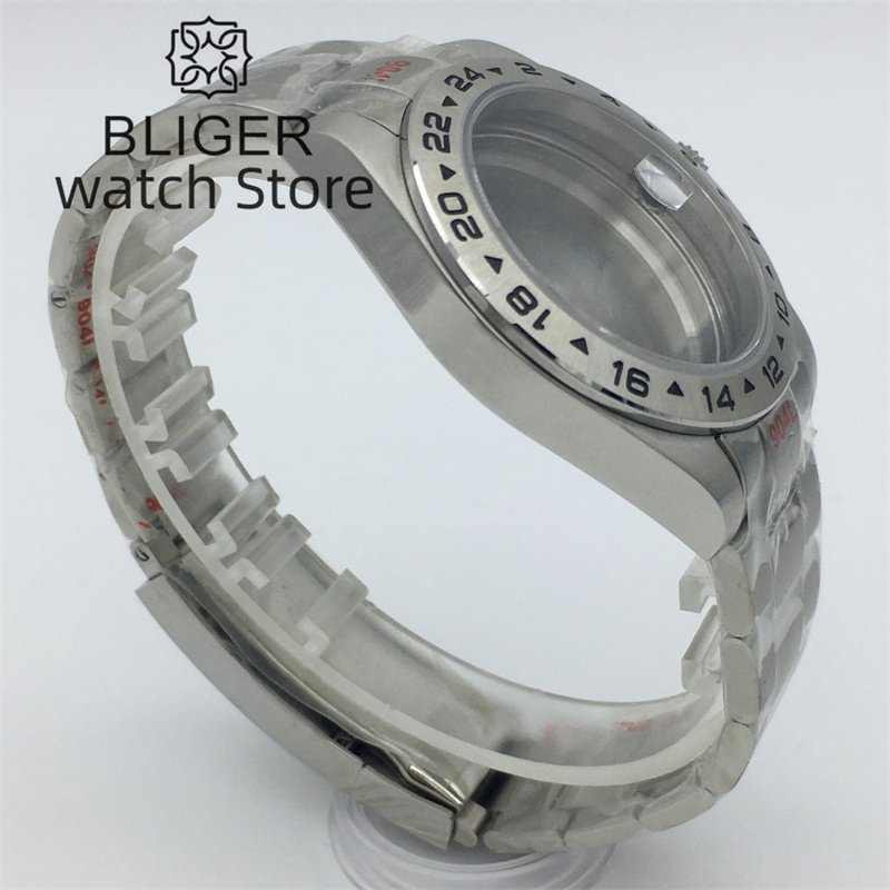 BLIGER 40mm /43mm Explore 2 Case Solid bezel Sapphire Glass fit NH34 NH35 NH36 ETA2824 PT5000 Miyota DG2813 3804 movement