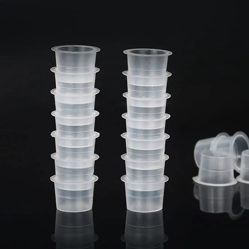 Clearance_100PCS Tattoo Inkt Cup Sml Wegwerp Microblading Steady Plastic Witte Permanente Make-Up Inkt Pigment Clear Houder Con