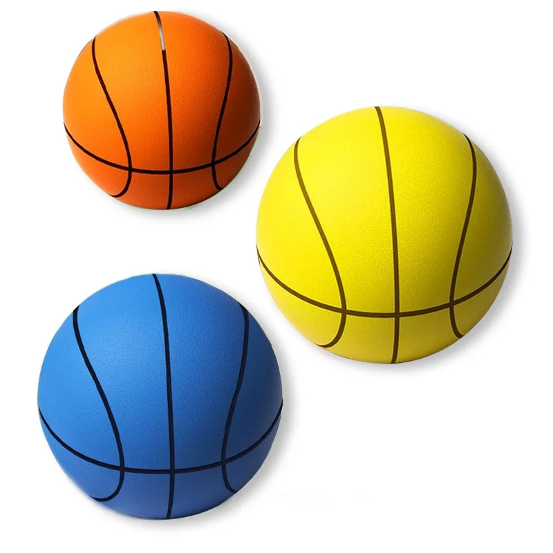 Pelota de raqueta de baloncesto silenciosa de 18cm/22cm para entrenamiento interior de niños, juguetes de pelota de cuero pequeños elásticos de esponja silenciosa para bebé