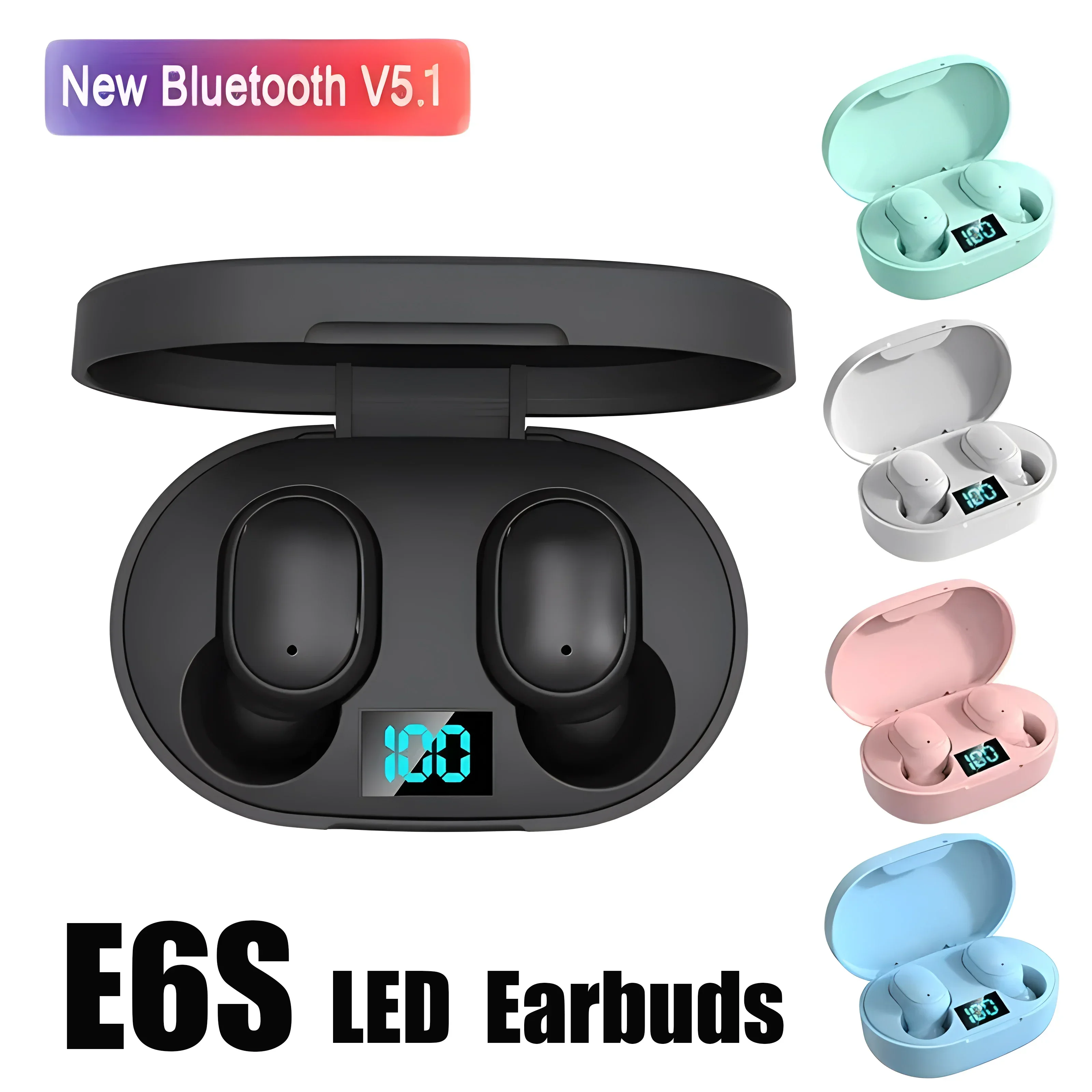 TWS E6S auricolari Bluetooth cuffie Bluetooth senza fili cuffie con cancellazione del rumore con microfono cuffie per Xiaomi Redmi