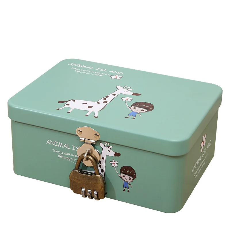 Lockable storage box storage password box student desktop cosmetics jewelry children's privacy money storage iron box