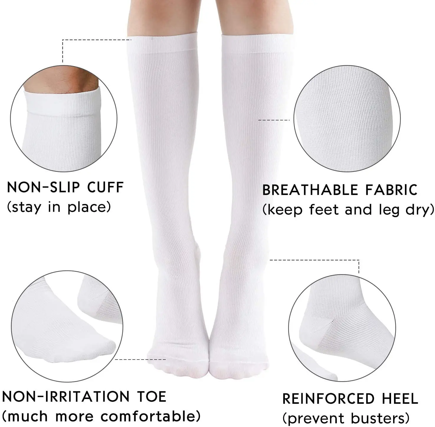 3/6/7 pares de calcetines de compresión venas varicosas correr Natural senderismo baloncesto deportes al aire libre calcetines hasta la rodilla calcetines elásticos