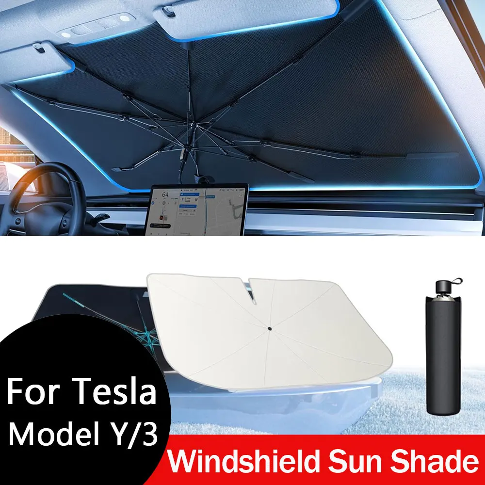 Para tesla modelo y/3 2020-2025 pára-brisa sombra de sol guarda-chuva nano-revestimentos de cristal de gelo proteger o carro dos raios solares e danos ao calor
