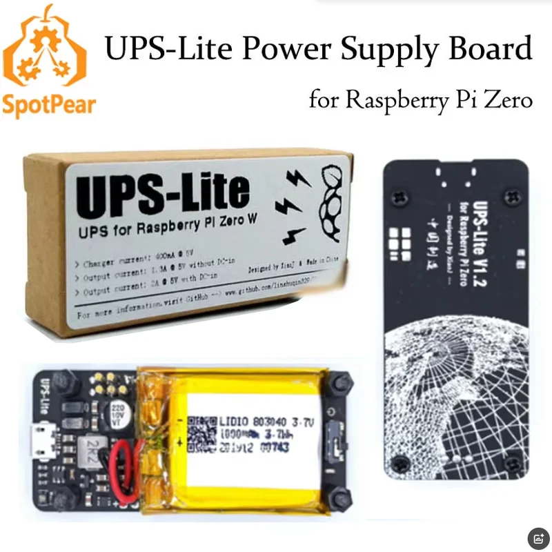Плата питания Raspberry Pi Zero UPS Lite, аккумуляторная батарея i2c, индикатор MAX17040G для Zero W/2 Вт