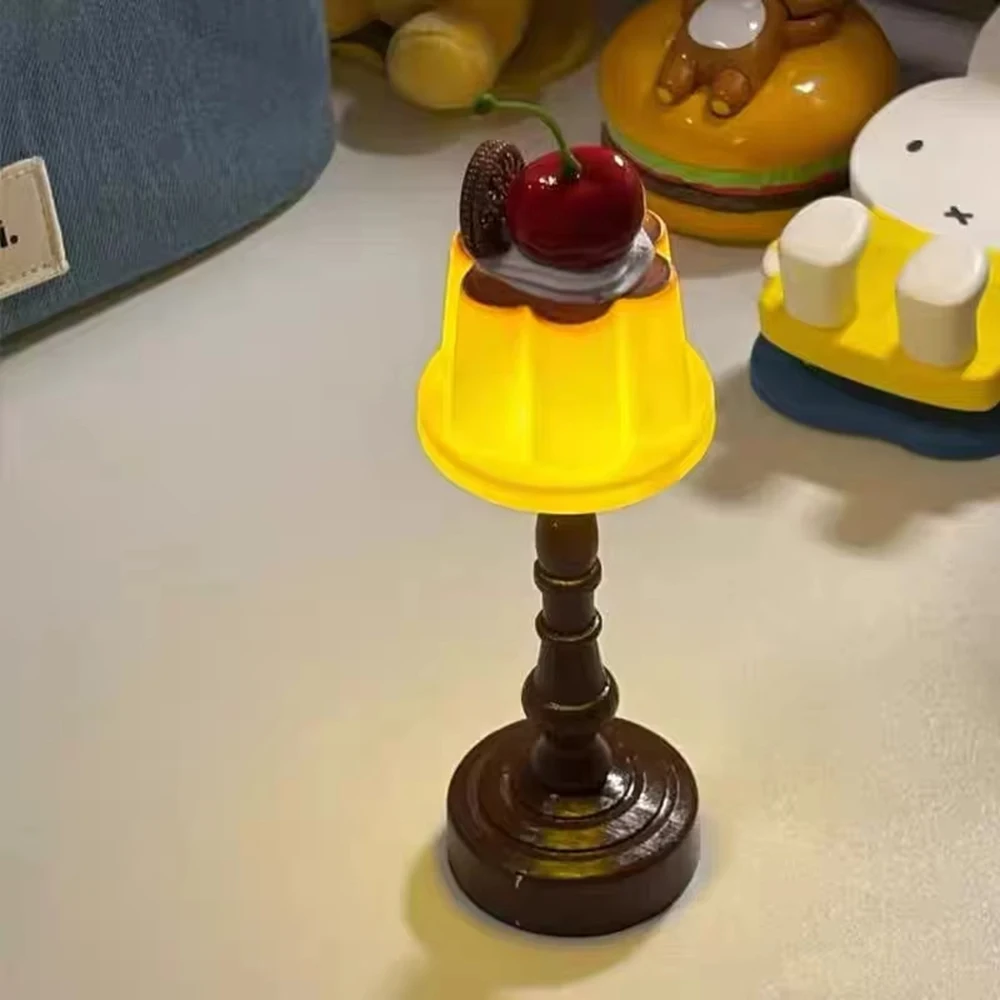 Kawaii Pudding Nachtlicht LED Schreibtischlampe Batteriebetriebene Schreibtisch Nachttisch Schlafzimmer Bar Zimmer Dekor Atmosphäre Schlaflicht Kind Geschenke