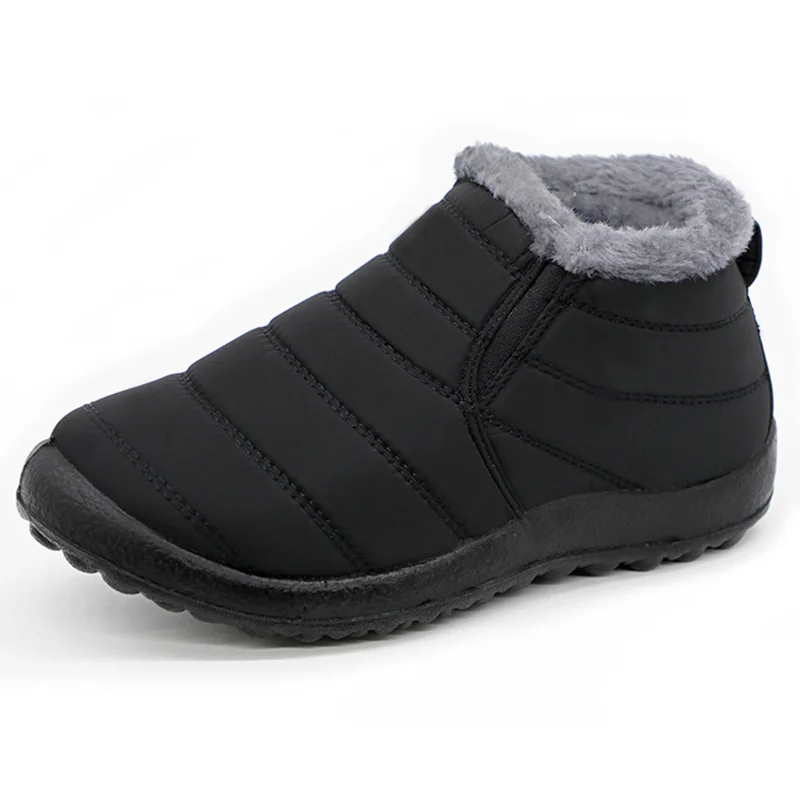 Botas de nieve para hombre, botines de talla grande para hombre, botines sin cordones, botas de invierno de piel cálida, zapatos de trabajo con plataforma para hombre, calzado