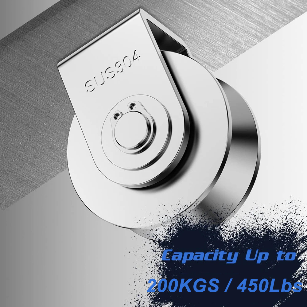 Rolo de polia de roda única tipo U, aço inoxidável 304, rotação de 360 graus, roda ranhurada resistente, bloco de polia tipo V