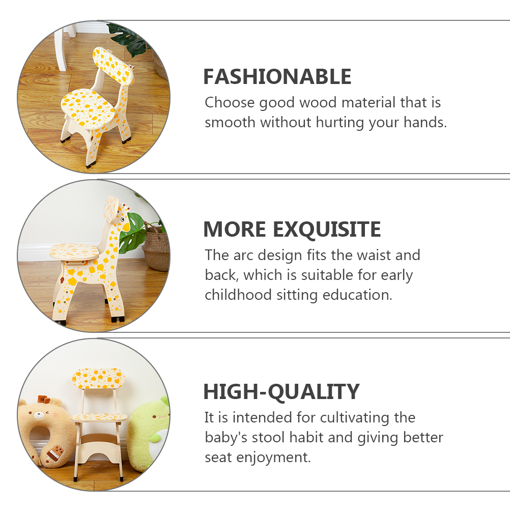 Sedia giraffa in legno Mobili per bambini Sgabello Sedile per bambini Strumento Sedia con schienale per bambini Sedile per addestramento del bambino Prima infanzia