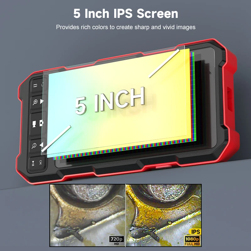 Endoscope à écran IPS 5 pouces, caméra Autofocus HD1080P, simple, double, Triple objectif, sonde vidéo USB, Endoscope d'inspection de voiture, étanche