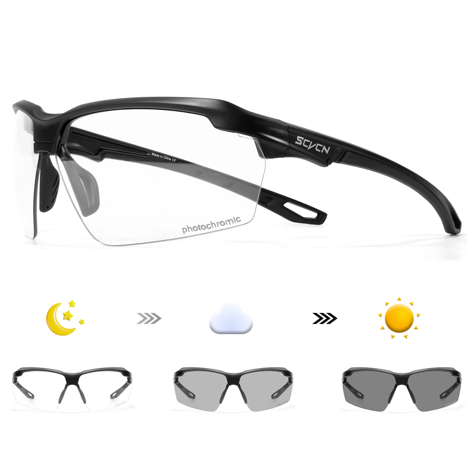 SCVCN-gafas fotocromáticas para ciclismo para hombre y mujer, lentes de sol para ciclismo de montaña, para bicicleta de carretera, UV400, para deportes al aire libre y correr
