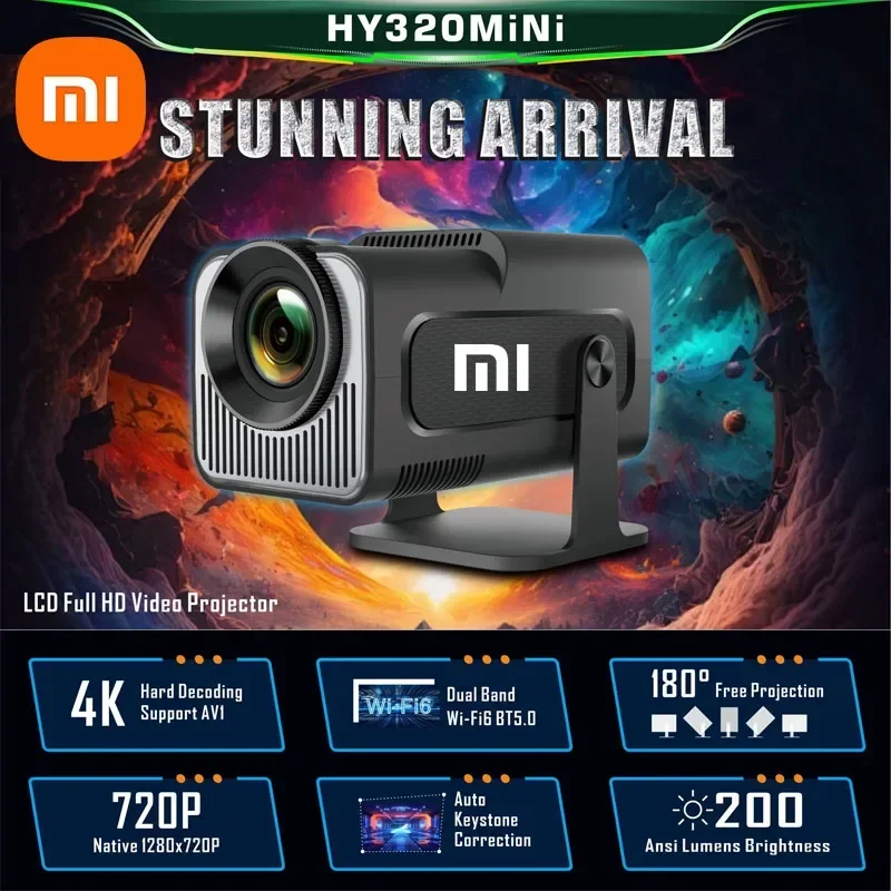 Xiaomi Android 11 HY320 Mini proyector 4K nativo 1080P Dual Wifi6 BT5.0 cine proyector portátil al aire libre cine en casa mejorado
