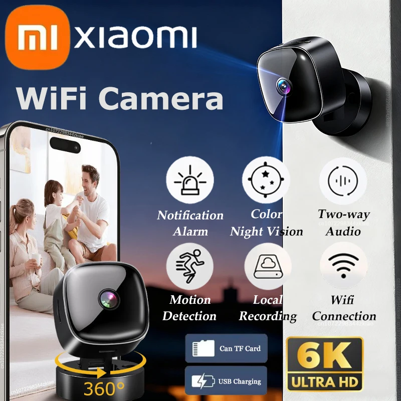 Xiaomi 6K HD Mini cámara Wifi protección de seguridad inalámbrica Monitor remoto videocámaras videovigilancia cámara inteligente para el hogar