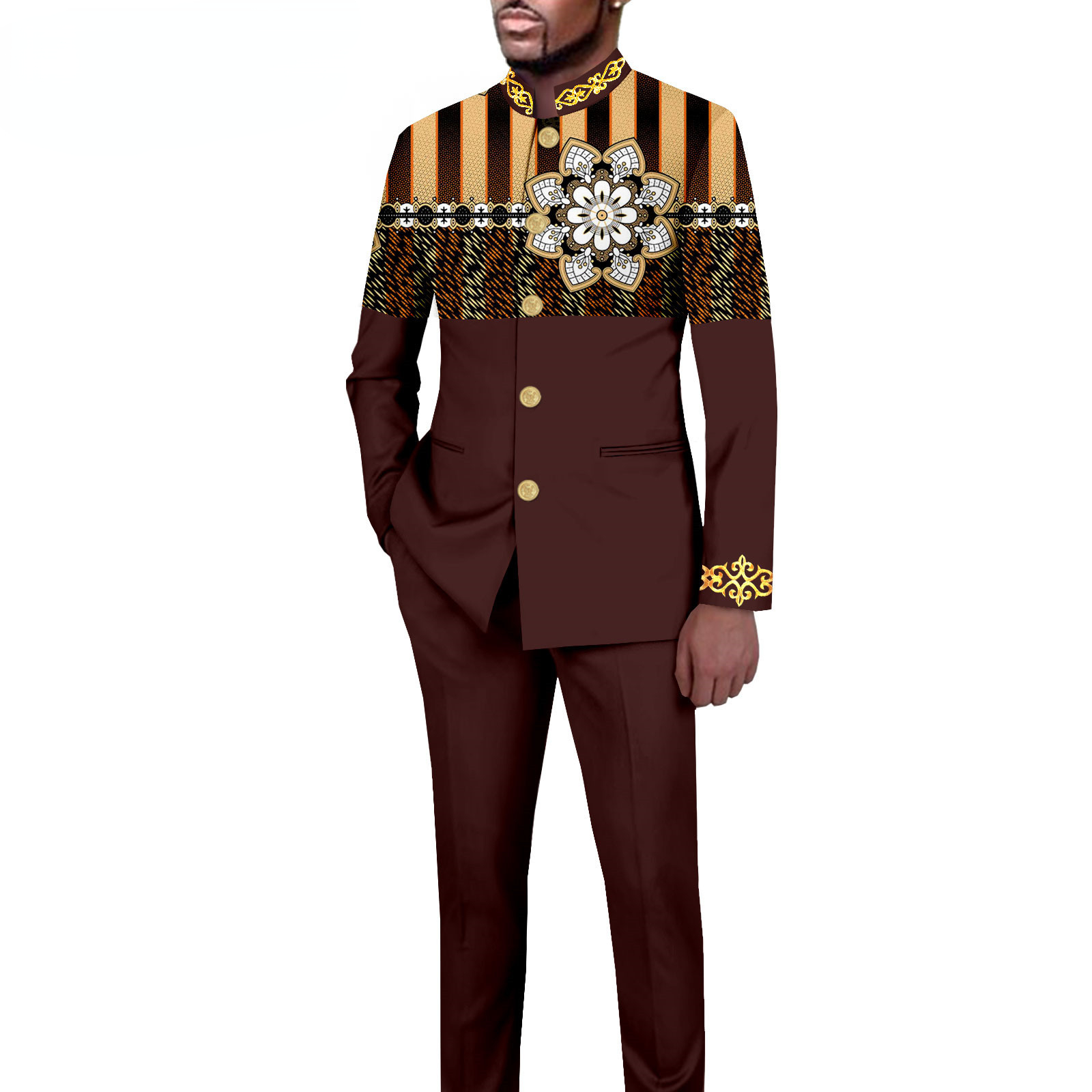Maßge schneider ter Herren anzug einfarbig einreihiger Stehkragen langer Blazer afrikanischer Stil 2-teilige Jacken hose Herren bekleidung Herren
