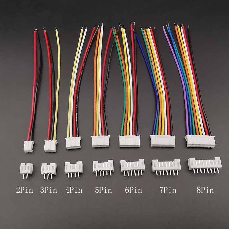 5Sets Mini Micro JST PH2.0 2.0mm Pitch 2/3/4/5/6/7/8 Pin Connectors Female and Male Plug Housing Connector With Wire Cable 26AWG