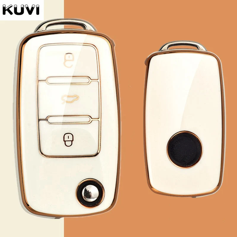 TPU 車フリップキーケースカバーシェル Fob フォルクスワーゲン VW ポロゴルフパサートティグアンビートルキャディ Eos シュコダオクタビアシートレオンアルテア
