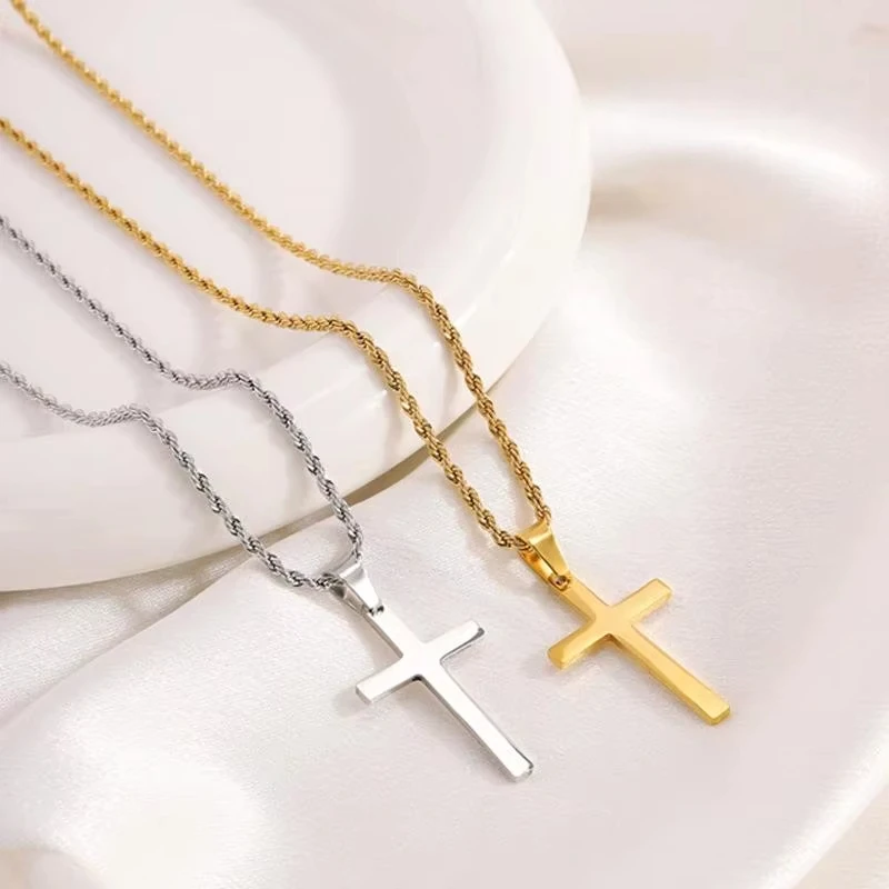 Nuova collana con ciondolo croce da uomo e da donna, gioielli in oro minimalista, collana da uomo e da donna