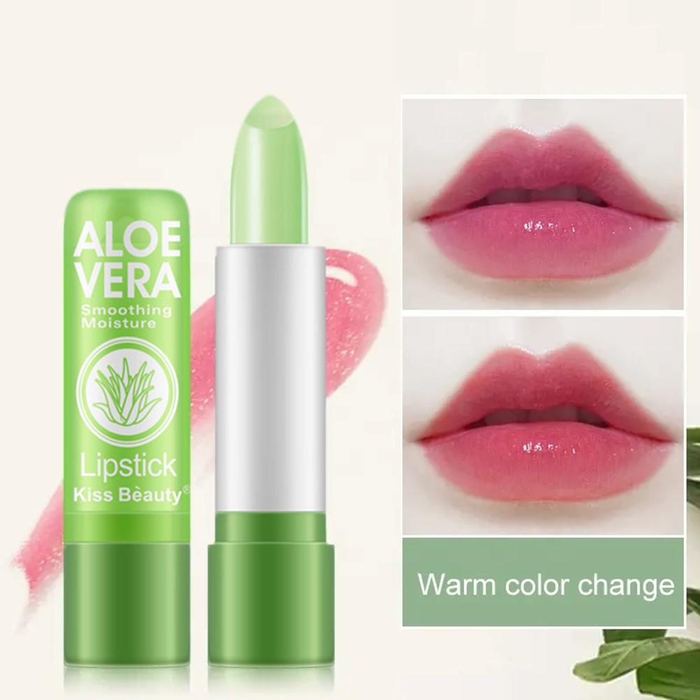 Aloe vera umidade bálsamo labial temperatura mudou cor batom de longa duração nutritivo cuidados com os lábios maquiagem labial 1/3/5 pçs