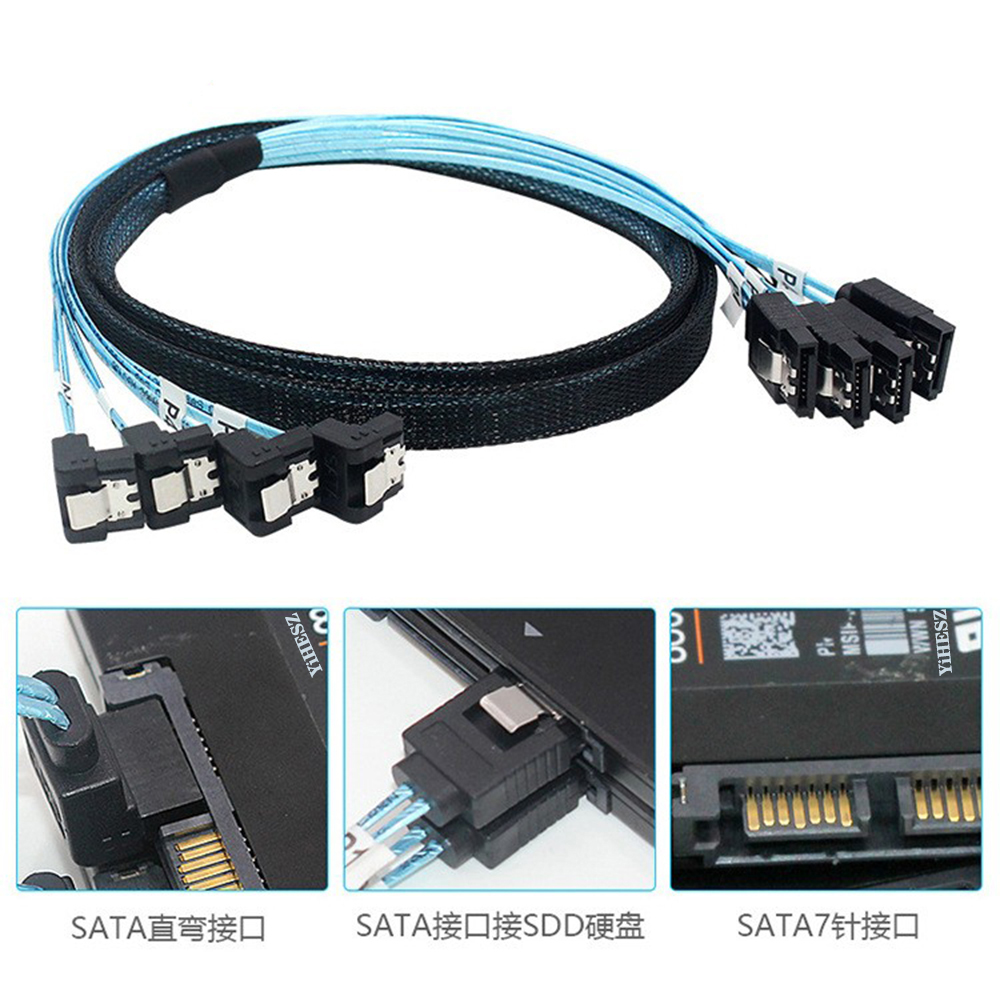 0.5m/1m Kabel SATA 3.0 Kabel SATA 90 stopni pod kątem prostym Kabel SATA-Data SAS/SATA-12Gbps do serwera-Raid SDD HDD CD DV