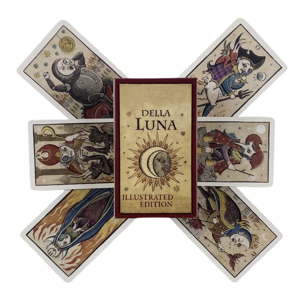 Lune Tarot Della Luna Deck Cartes A 89 Oracle English Visions Divination Édition Illustrée Borad Jeux de Jeu