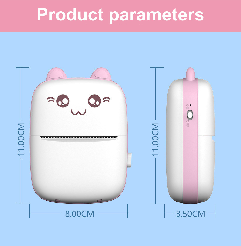 Meow Mini Máy In Nhãn Nhiệt Di Động Máy In Dán Giấy Inkless Không Dây Impresora Portátil 200Dpi Android IOS 57Mm