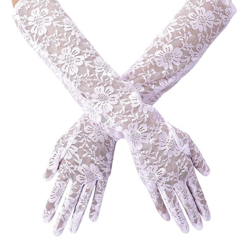 New Arrival Black White Red Long Lace Gloves Cheap Bride Gloves For Bride Finger Guantes 2025