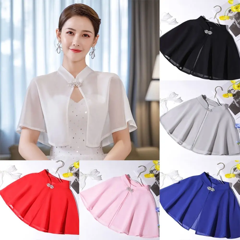 Elegant Soft Cape เสื้อคลุมแต่งงานอุปกรณ์จัดงานแต่งงาน Evening PROM Cape งานแต่งงานเจ้าสาวผ้าคลุมไหล่ชีฟองผ้าคลุมไหล่เจ้าสาว Cape