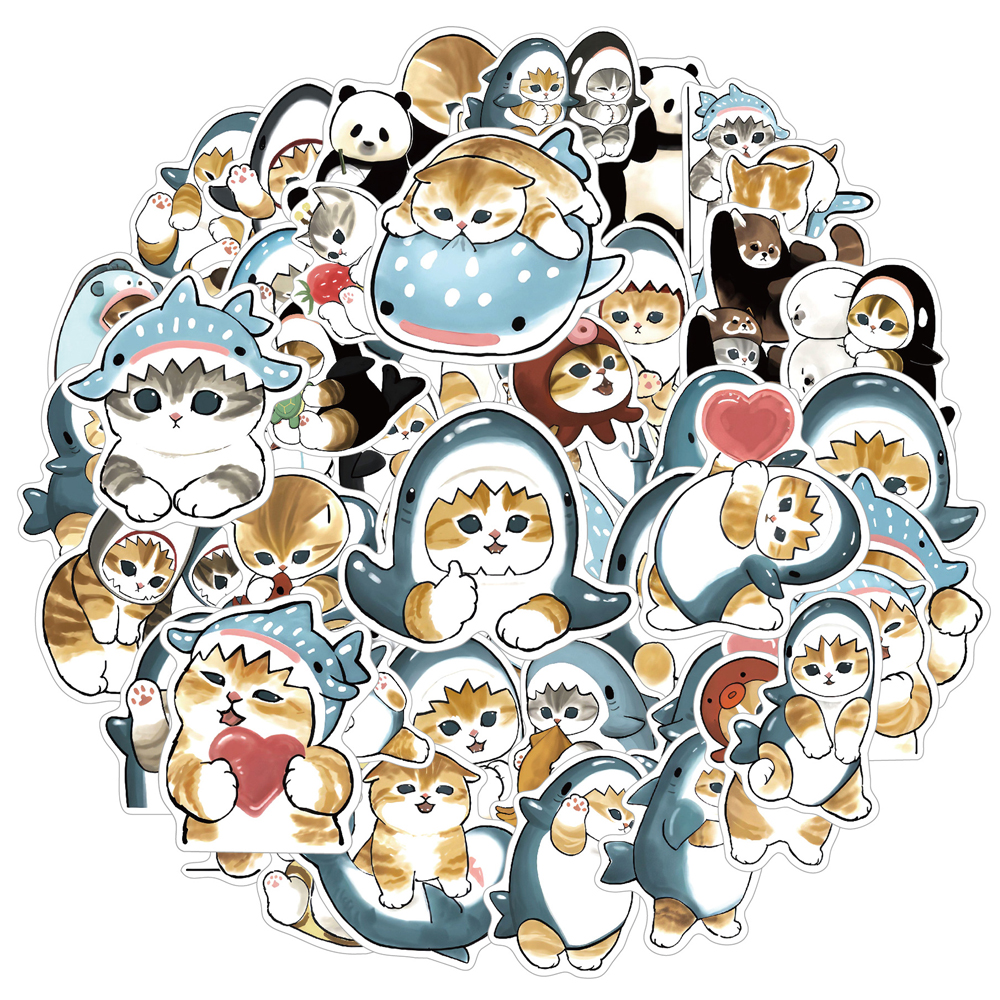 10/30/50PCS น่ารัก Shark Hooded Fun Cat สติ๊กเกอร์ตกแต่งกระเป๋าเดินทาง Scrapbooking แล็ปท็อปโทรศัพท์เครื่องเขียนของเล่นของขวัญ