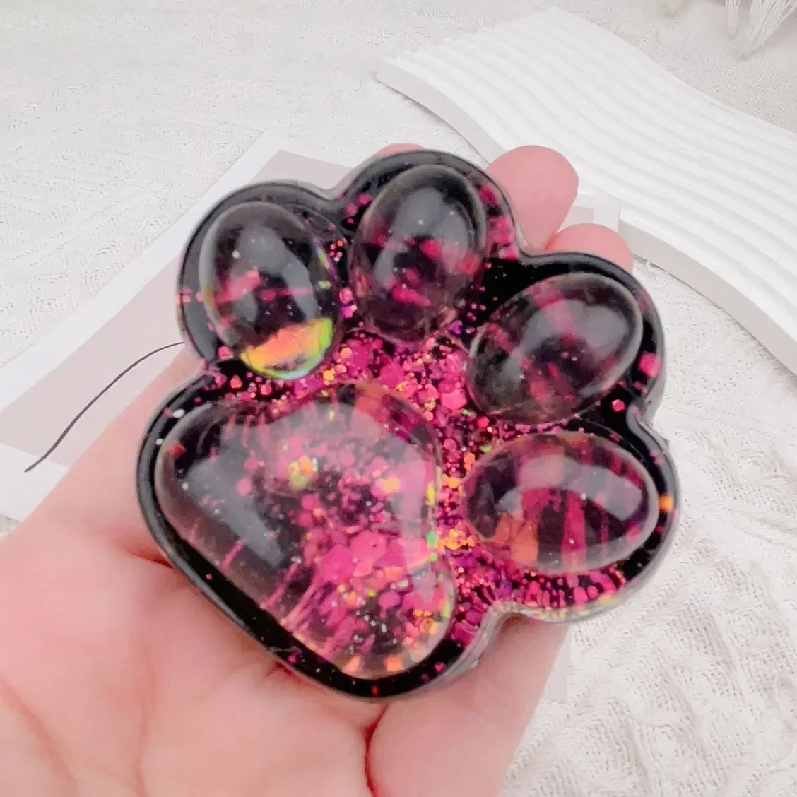 New Cute Sequin Soft Cat Claw Squishy Fidget Toy Slow Rebound Stress Relief Toy Pinch Decompression Cat Paw Soft Squeeze Toy