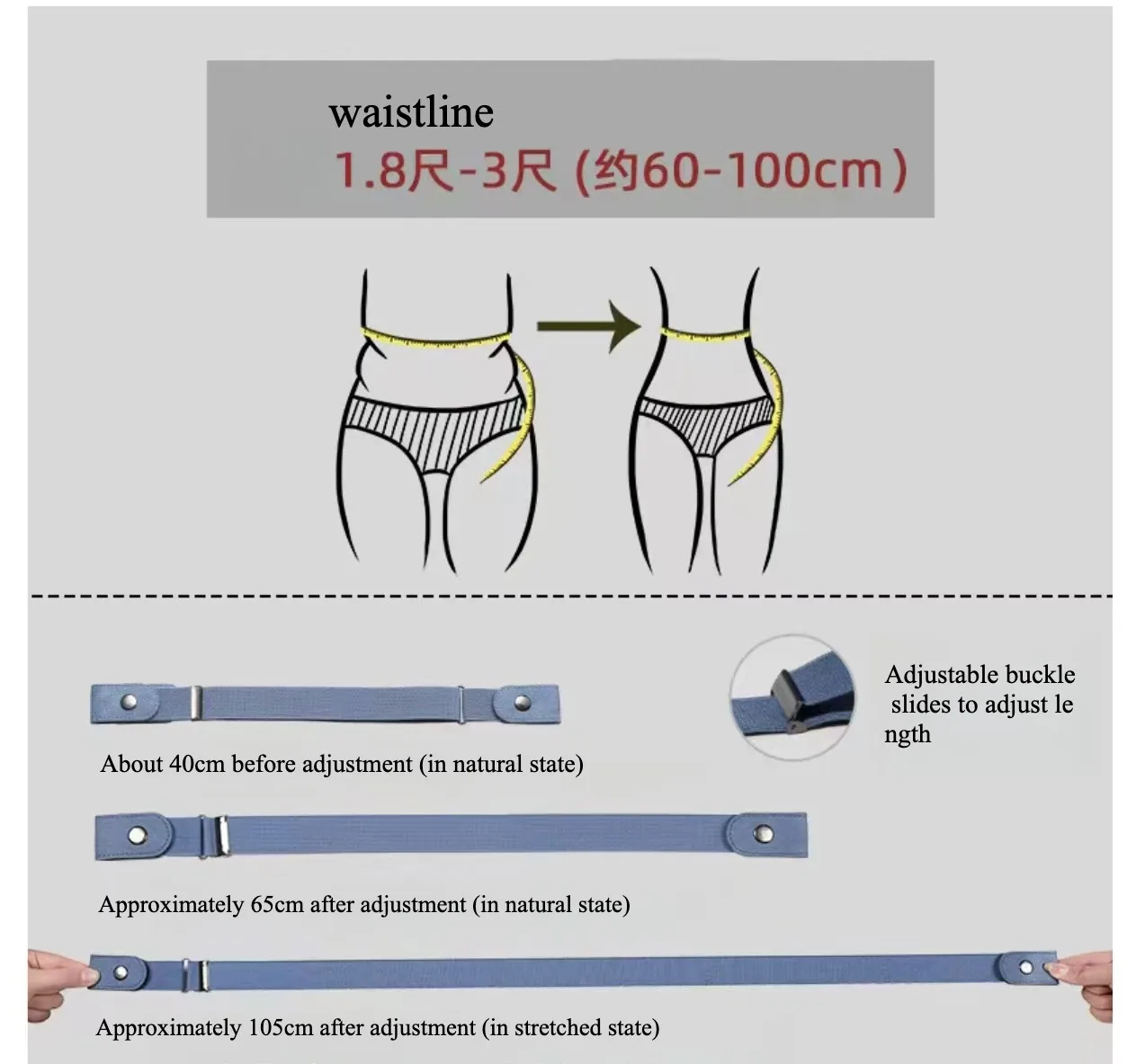 Cinto sem fivela para mulheres meninas calças jeans vestido sem fivela cinto elástico, sem protuberância, sem complicações