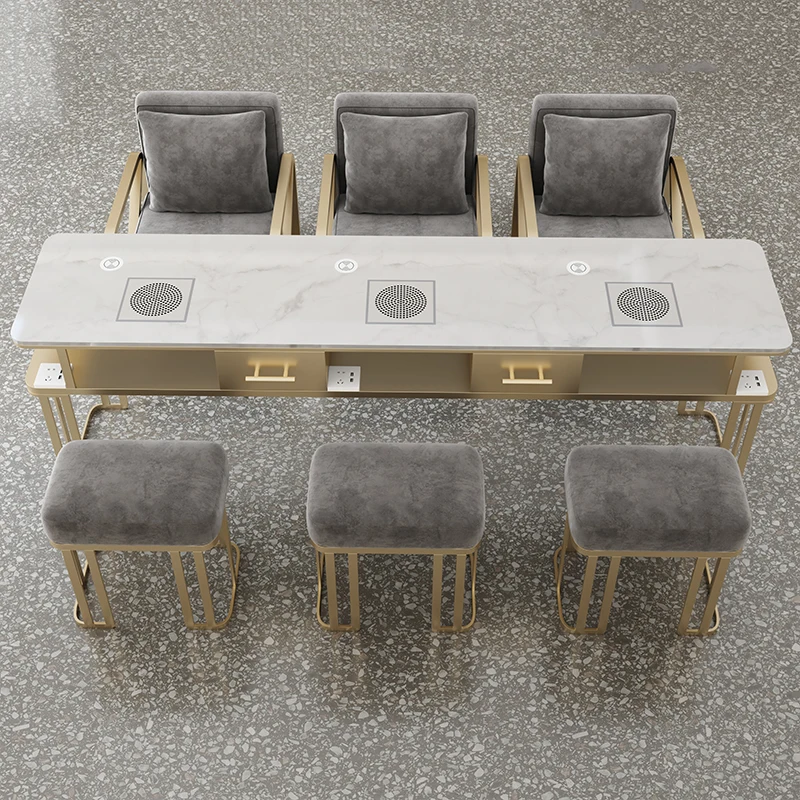 ゴールデンネイルマニキュアテーブルメタリックビューティーマニキュアデスクプロフェッショナルサロン美的家具 Nagelstyliste Benodigdheden