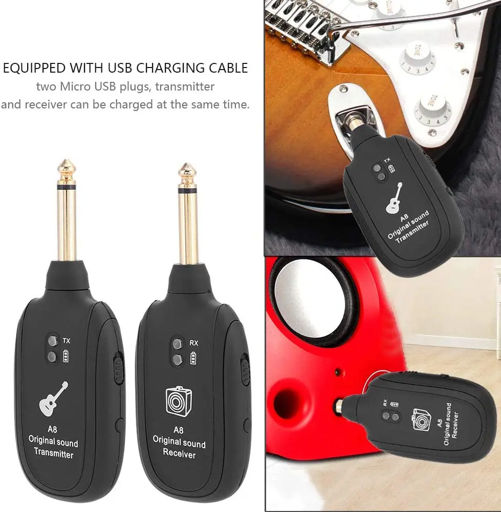 Wireless Guitar System Construído em 4 Canais Transmissor de Guitarra Sem Fio Receptor para Guitarra Elétrica Violino Baixo