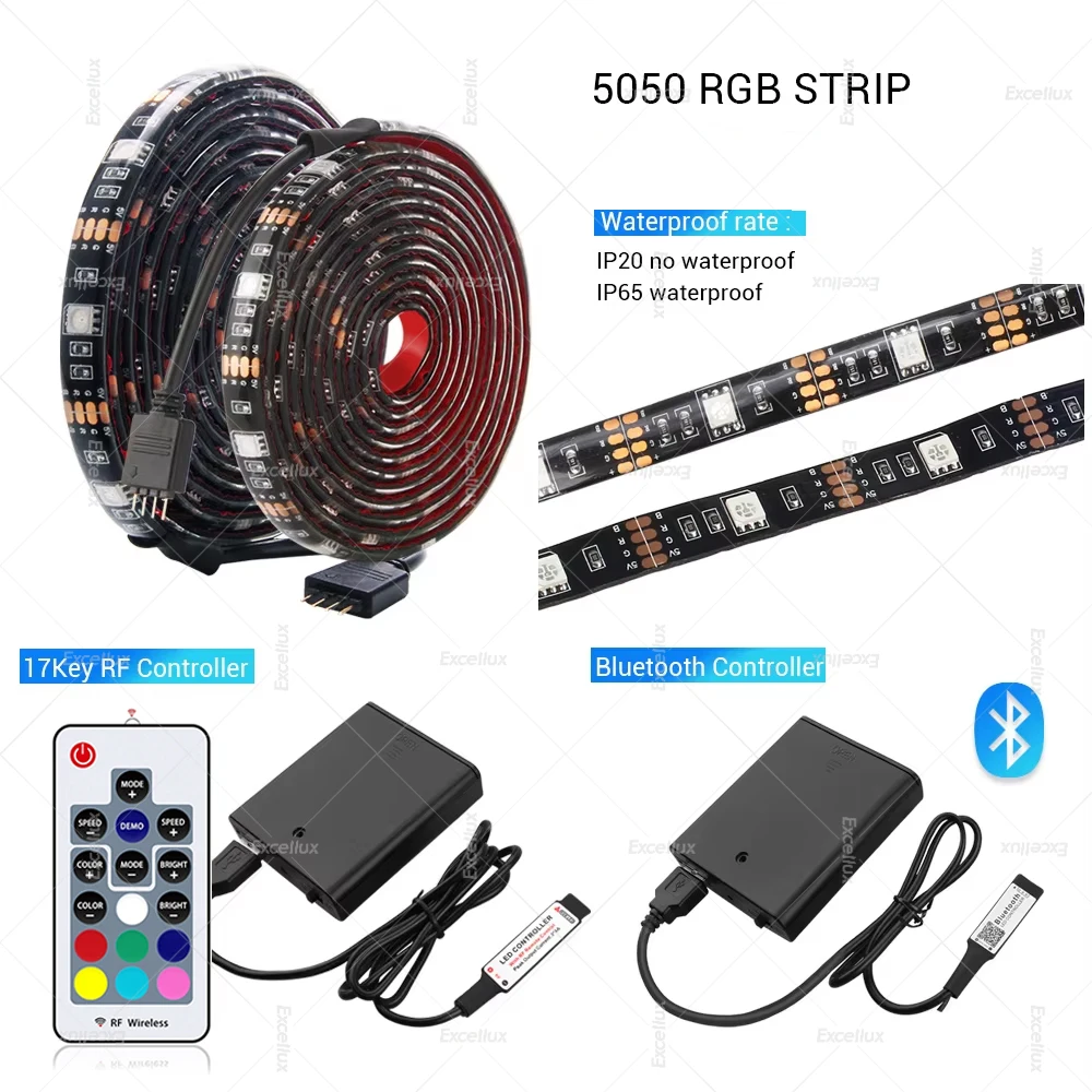 Dây ĐÈN LED Ánh Sáng RGB Sử Dụng Pin 5050 Bluetooth Dải ỨNG DỤNG Điều Khiển/17 Phím USB Dây Đèn LED Diode Băng Cho bycicle, ván trượt