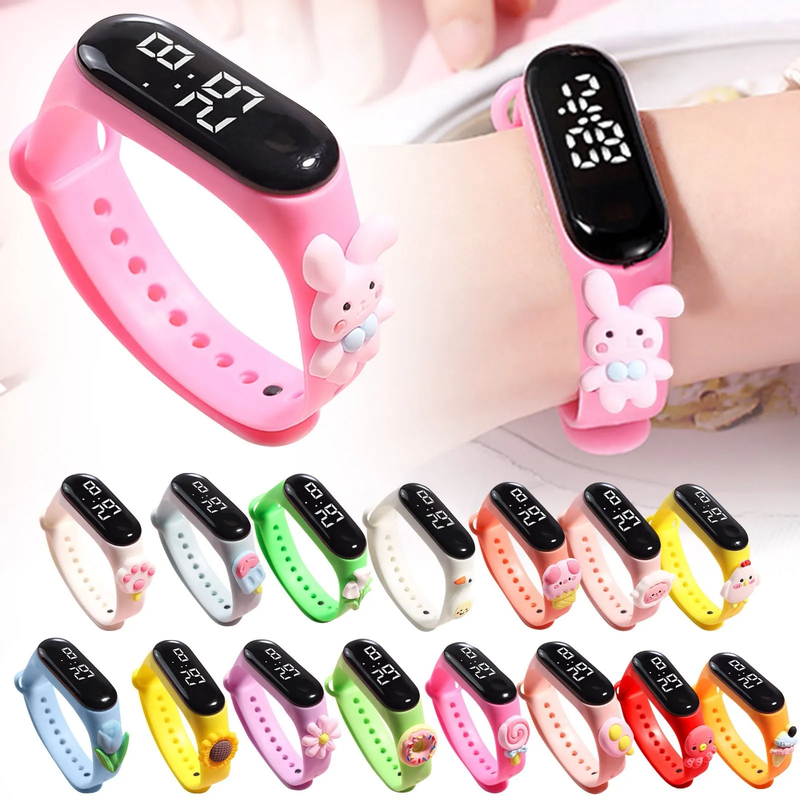 Reloj Digital de moda para niños, relojes deportivos de silicona, relojes electrónicos para niñas, reloj de pulsera Led para niños