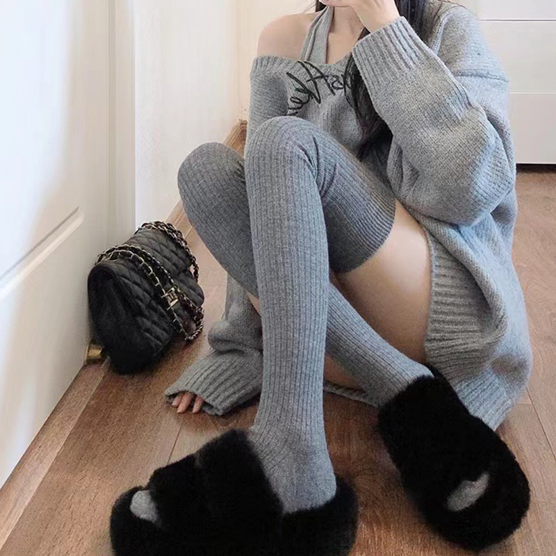Новинка, женские зимние теплые плотные теплые высокие чулки, мягкие повседневные однотонные чулки до бедра, сапоги, носки до пола, 1 пара