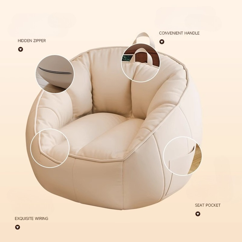 Sofás con asiento para sala de estar, muebles con bolsa de frijoles, sofá individual, Material puro de algodón y lino, Asiento ligero y portátil