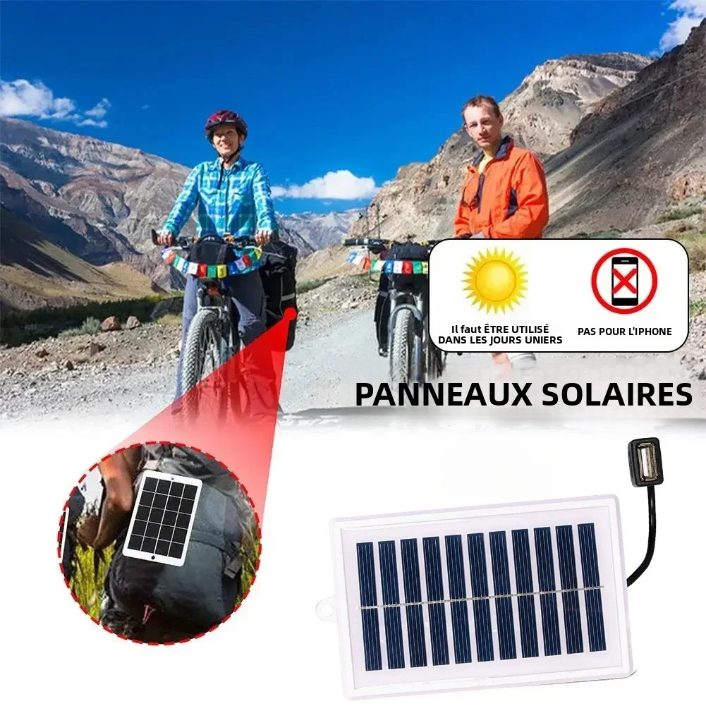Chargeur solaire Portable 1/2 pièces, sortie USB pour usage extérieur, pour voyage et Camping, lampe de poche, chargement de ventilateur