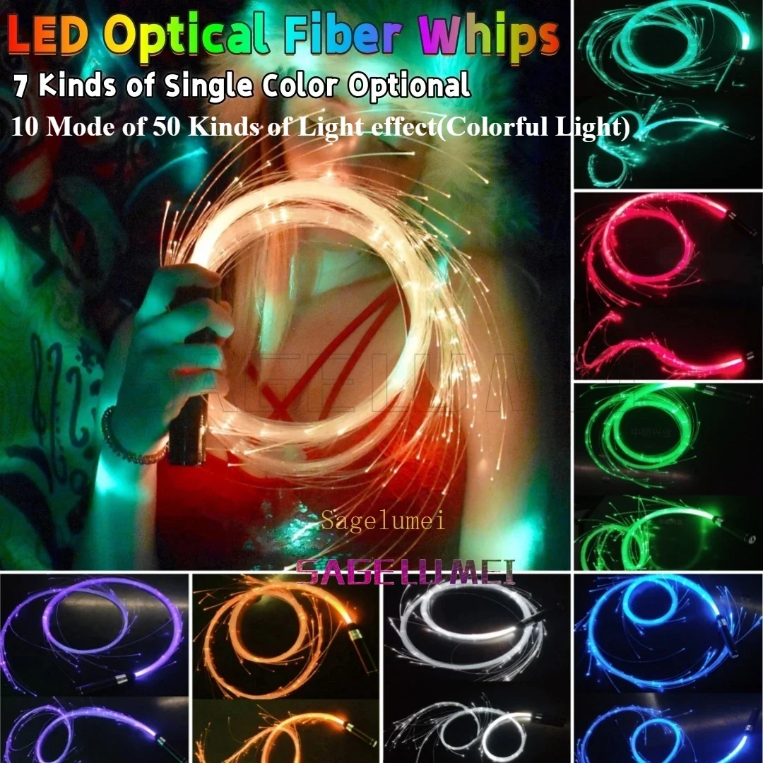 USB wiederaufladbares LED-Glasfaser-Peitschenlicht 360° °   Drehbare optische Peitsche, mehrfarbig, Disco-Tanz-Glühpeitsche, Sparkle Flow Party-Schnur