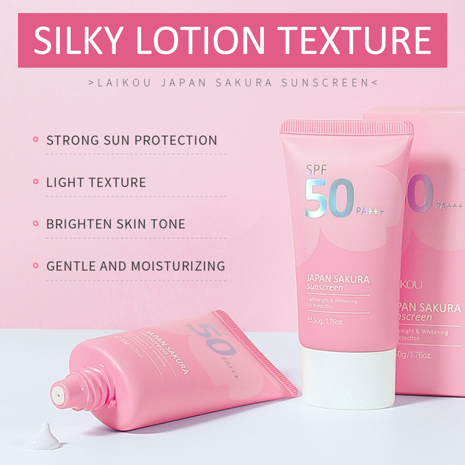 LAIKOU cara cuerpo blanqueamiento Sakura crema de protección solar SPF50 + refrescante impermeable Protector UV corrector hidratante brillo