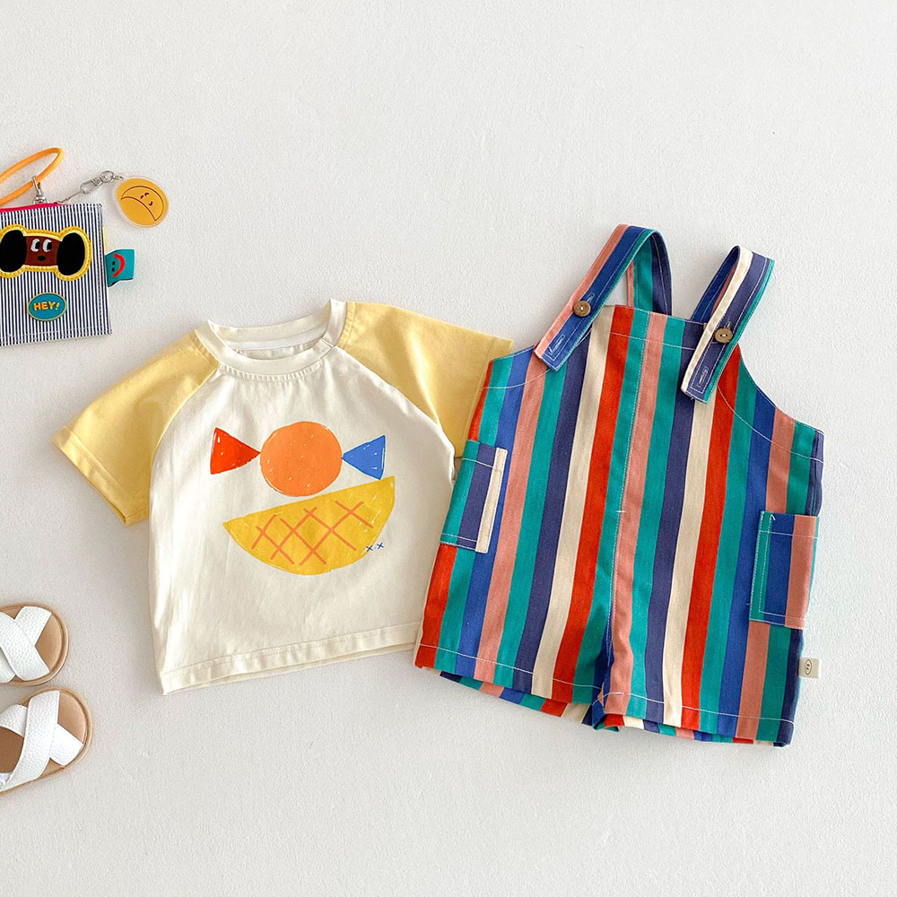 Ropa de verano para niños de 9M-5T, monos a rayas coloridas, monos con estampado de gotas de lluvia para niñas, traje para niños